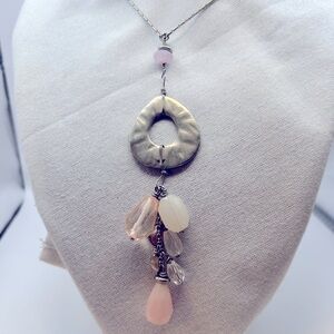 Lia Sophia Silver chain with soft pink and white toned gems